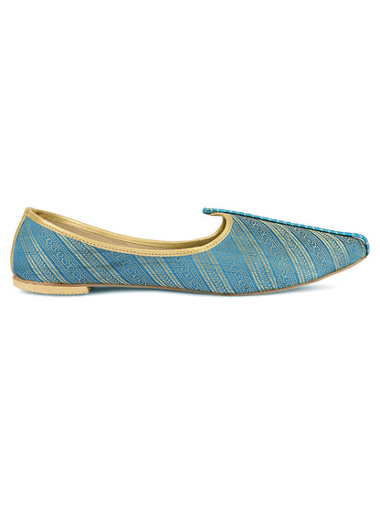 DESI COLOUR Mens Blue Ethnic Footwear/Punjabi Jutti