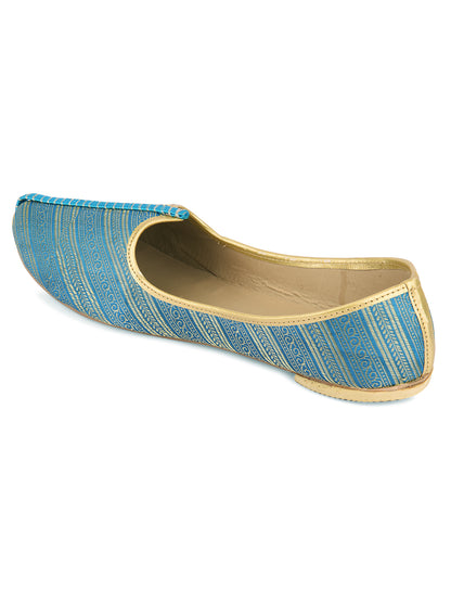 DESI COLOUR Mens Blue Ethnic Footwear/Punjabi Jutti