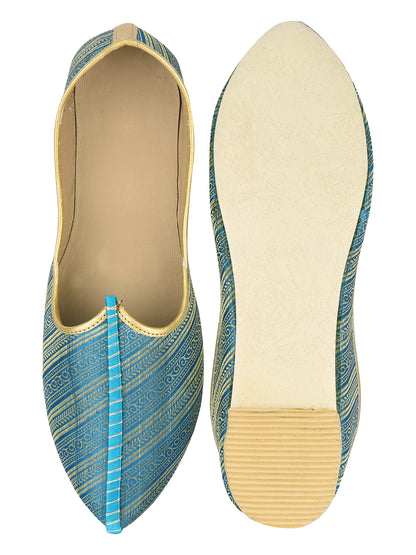 DESI COLOUR Mens Blue Ethnic Footwear/Punjabi Jutti