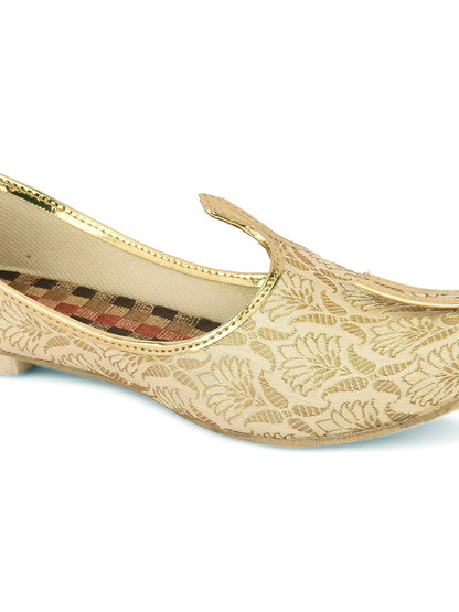 DESI COLOUR Mens Gold Ethnic Footwear/Punjabi Jutti