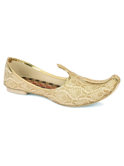 DESI COLOUR Mens Gold Ethnic Footwear/Punjabi Jutti