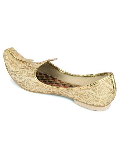 DESI COLOUR Mens Gold Ethnic Footwear/Punjabi Jutti