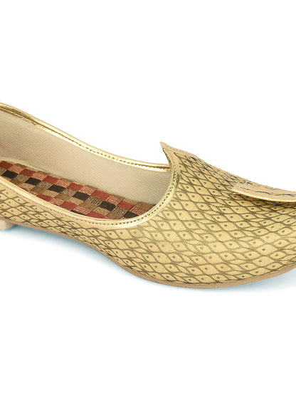 DESI COLOUR Mens Gold Ethnic Footwear/Punjabi Jutti