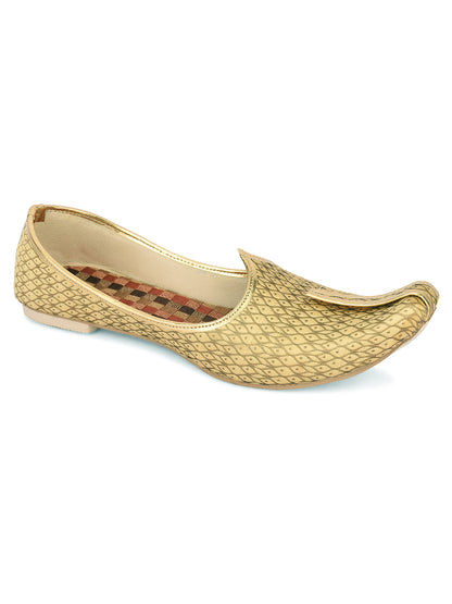 DESI COLOUR Mens Gold Ethnic Footwear/Punjabi Jutti