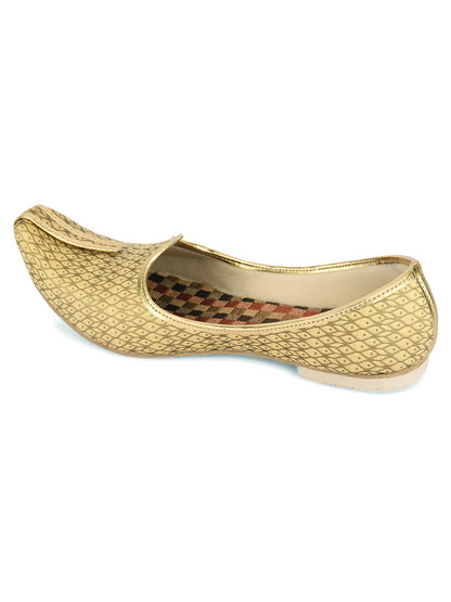 DESI COLOUR Mens Gold Ethnic Footwear/Punjabi Jutti