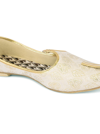 DESI COLOUR Mens Gold Ethnic Footwear/Punjabi Jutti