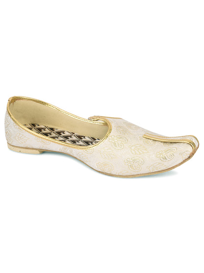 DESI COLOUR Mens Gold Ethnic Footwear/Punjabi Jutti