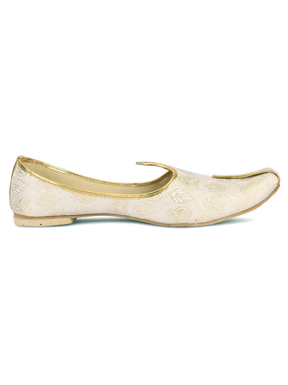 DESI COLOUR Mens Gold Ethnic Footwear/Punjabi Jutti