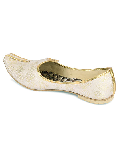 DESI COLOUR Mens Gold Ethnic Footwear/Punjabi Jutti