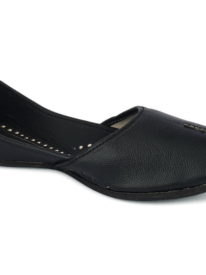 DESI COLOUR Mens Black Ethnic Footwear/Punjabi Jutti