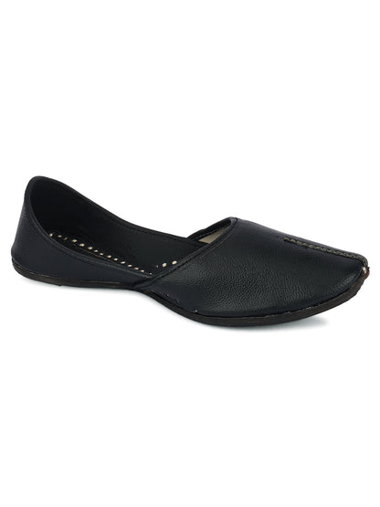 DESI COLOUR Mens Black Ethnic Footwear/Punjabi Jutti