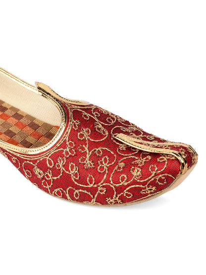 DESI COLOUR Mens Maroon Ethnic Footwear/Punjabi Jutti