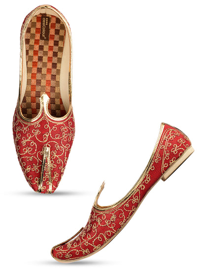 DESI COLOUR Mens Maroon Ethnic Footwear/Punjabi Jutti