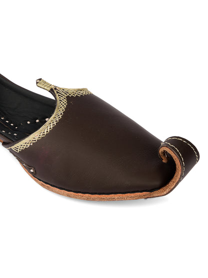 DESI COLOUR Mens Gold Ethnic Footwear/Punjabi Jutti