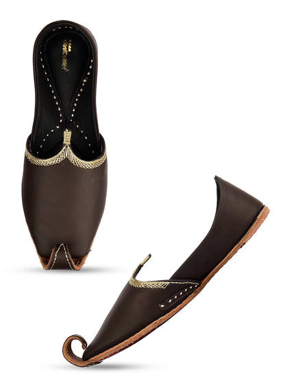 DESI COLOUR Mens Gold Ethnic Footwear/Punjabi Jutti