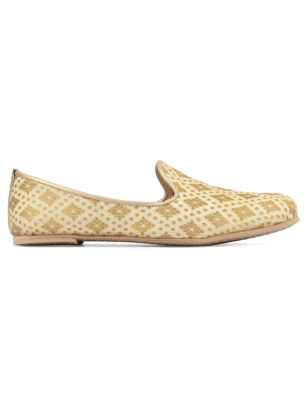 DESI COLOUR Mens Gold Ethnic Footwear/Punjabi Jutti