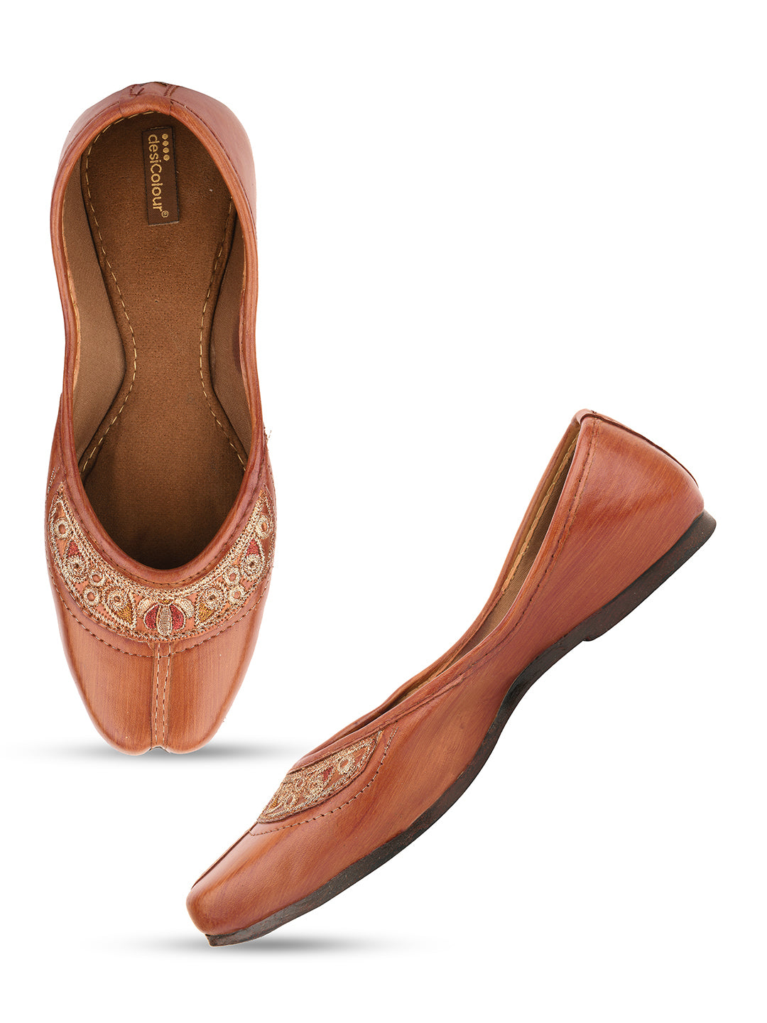 DESI COLOUR Women Brown Ethnic Punjabi Jutti