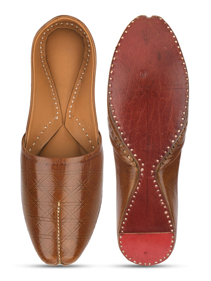 DESI COLOUR Mens Gold Ethnic Footwear/Punjabi Jutti