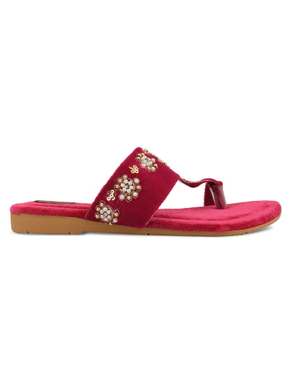 DESI COLOUR Women Pink Ethnic Punjabi Jutti