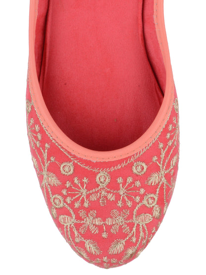 DESI COLOUR Women Pink Ethnic Punjabi Jutti