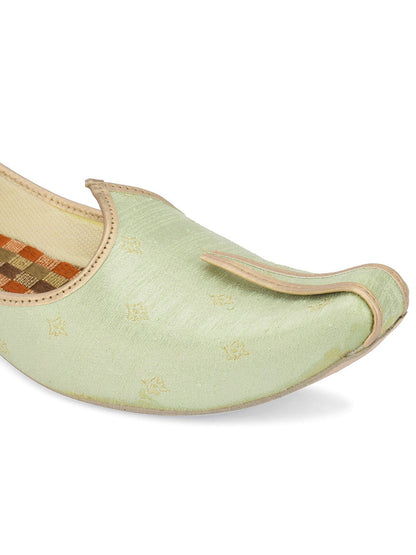 DESI COLOUR Mens Sea Green Ethnic Footwear/Punjabi Jutti