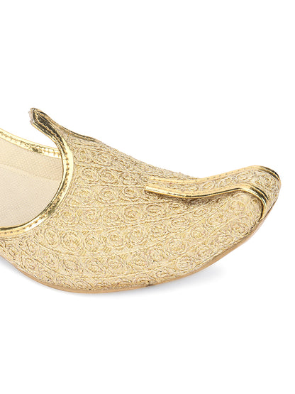 DESI COLOUR Mens Gold Ethnic Footwear/Punjabi Jutti