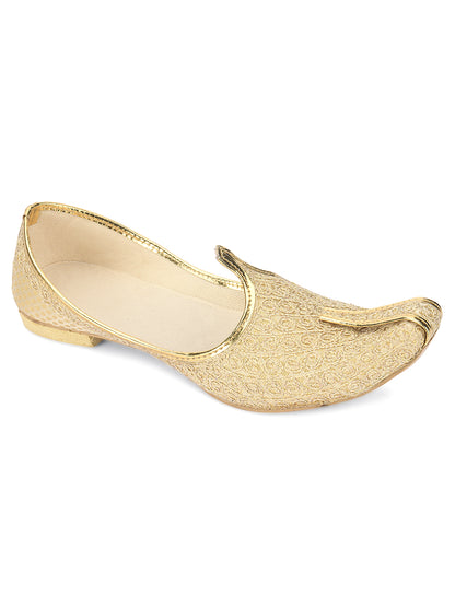 DESI COLOUR Mens Gold Ethnic Footwear/Punjabi Jutti