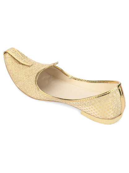 DESI COLOUR Mens Gold Ethnic Footwear/Punjabi Jutti