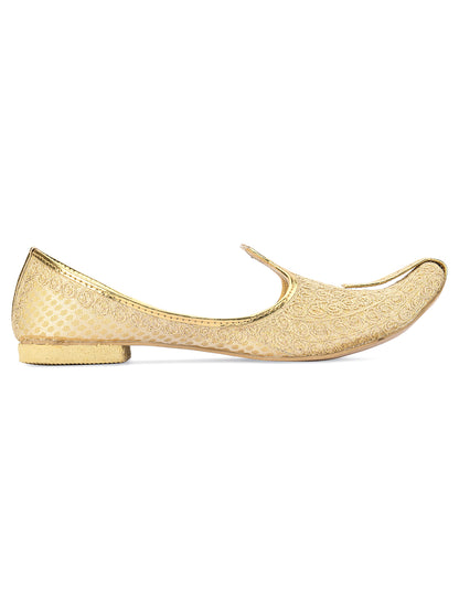 DESI COLOUR Mens Gold Ethnic Footwear/Punjabi Jutti