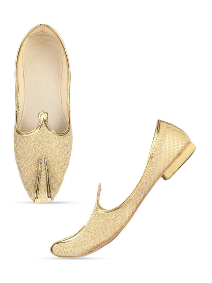 DESI COLOUR Mens Gold Ethnic Footwear/Punjabi Jutti