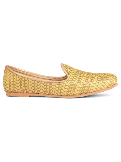 DESI COLOUR Mens Gold Ethnic Footwear/Punjabi Jutti