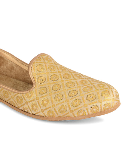 DESI COLOUR Mens Gold Ethnic Footwear/Punjabi Jutti