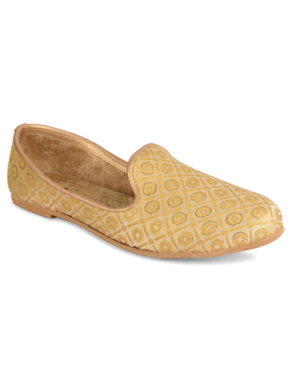 DESI COLOUR Mens Gold Ethnic Footwear/Punjabi Jutti