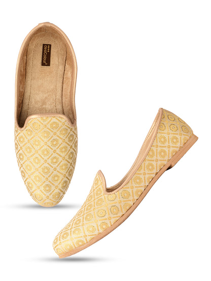 DESI COLOUR Mens Gold Ethnic Footwear/Punjabi Jutti