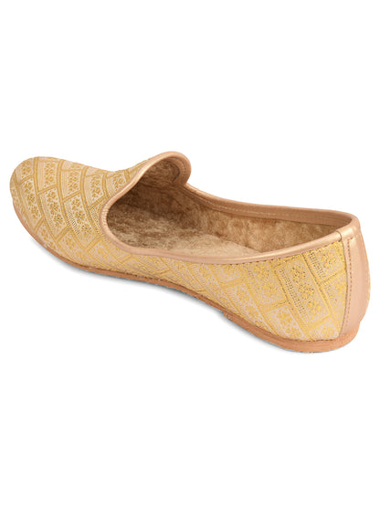 DESI COLOUR Mens Gold Ethnic Footwear/Punjabi Jutti