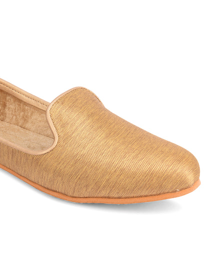 DESI COLOUR Mens Gold Ethnic Footwear/Punjabi Jutti