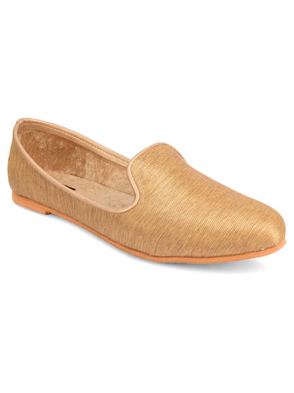 DESI COLOUR Mens Gold Ethnic Footwear/Punjabi Jutti