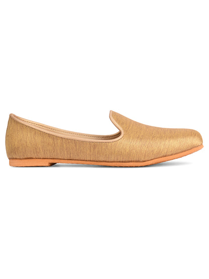 DESI COLOUR Mens Gold Ethnic Footwear/Punjabi Jutti