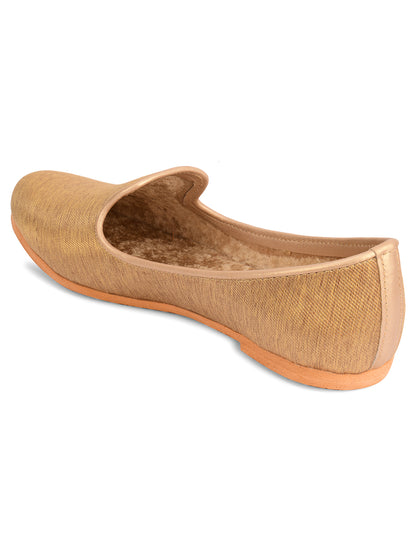 DESI COLOUR Mens Gold Ethnic Footwear/Punjabi Jutti