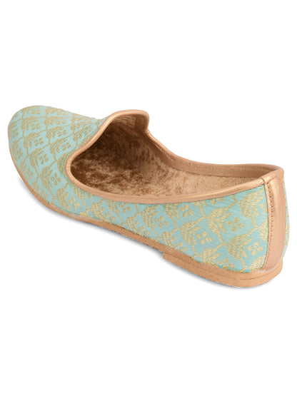 DESI COLOUR Mens Gold Ethnic Footwear/Punjabi Jutti