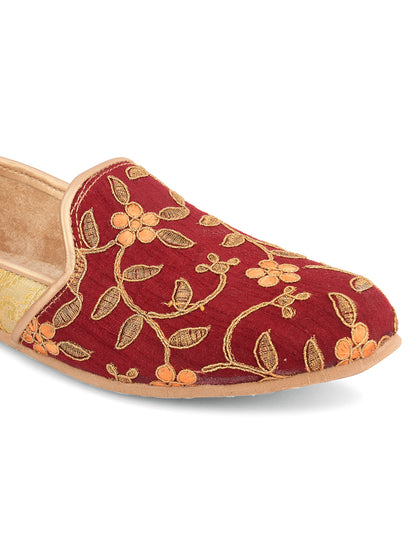 DESI COLOUR Mens Gold Ethnic Footwear/Punjabi Jutti