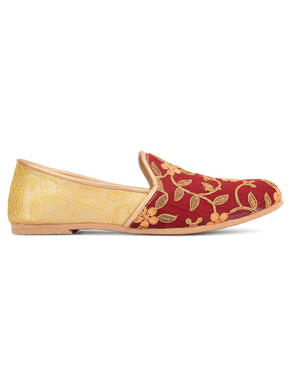 DESI COLOUR Mens Gold Ethnic Footwear/Punjabi Jutti