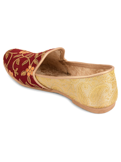 DESI COLOUR Mens Gold Ethnic Footwear/Punjabi Jutti