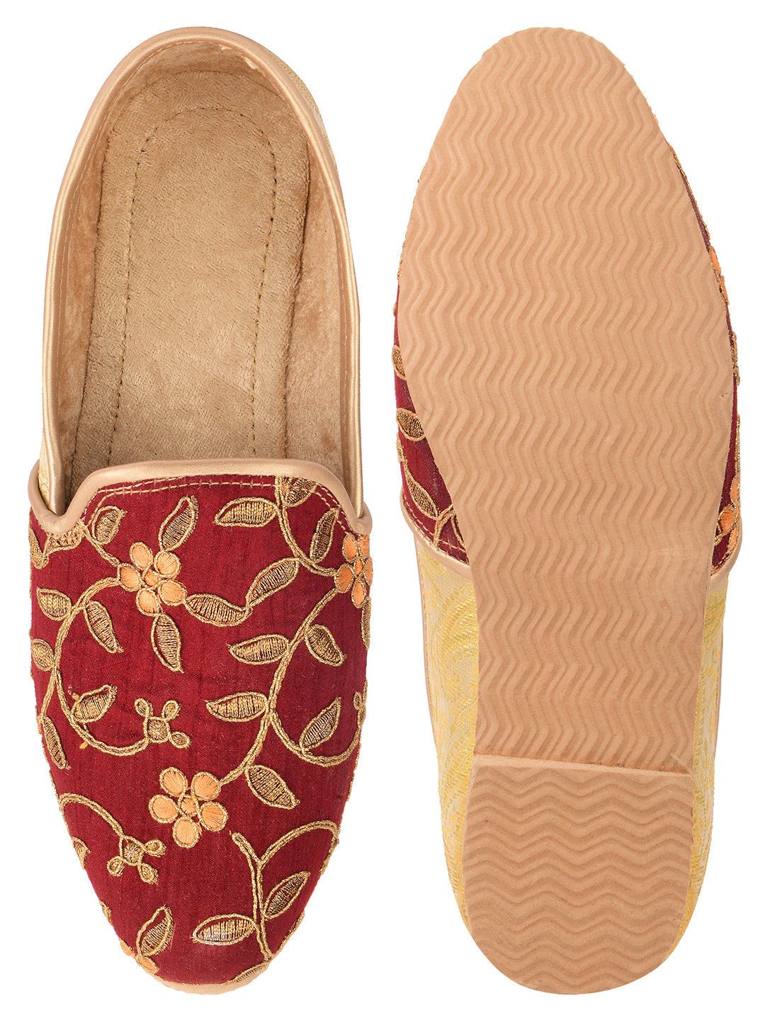 DESI COLOUR Mens Gold Ethnic Footwear/Punjabi Jutti