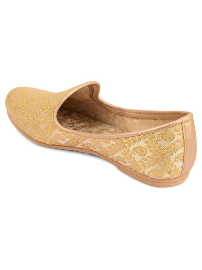 DESI COLOUR Mens Gold Ethnic Footwear/Punjabi Jutti