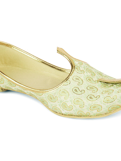 DESI COLOUR Mens Gold Ethnic Footwear/Punjabi Jutti