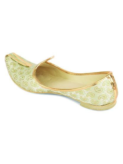 DESI COLOUR Mens Gold Ethnic Footwear/Punjabi Jutti