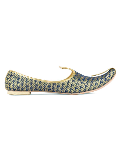 DESI COLOUR Mens Blue Ethnic Footwear/Punjabi Jutti