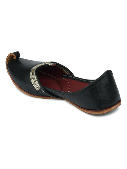 DESI COLOUR Mens Black Ethnic Footwear/Punjabi Jutti