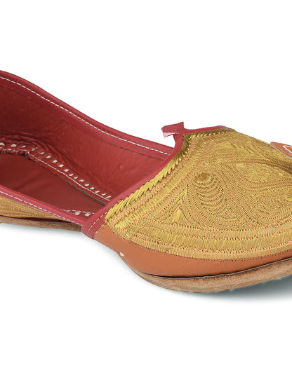 DESI COLOUR Mens Gold Ethnic Footwear/Punjabi Jutti